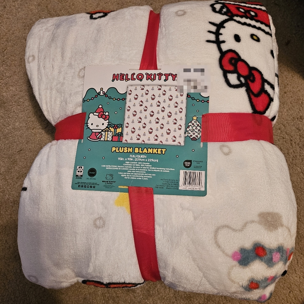 Hello Kitty blanket Queen large hello kitty Christmas Blanket Snowman/Presents